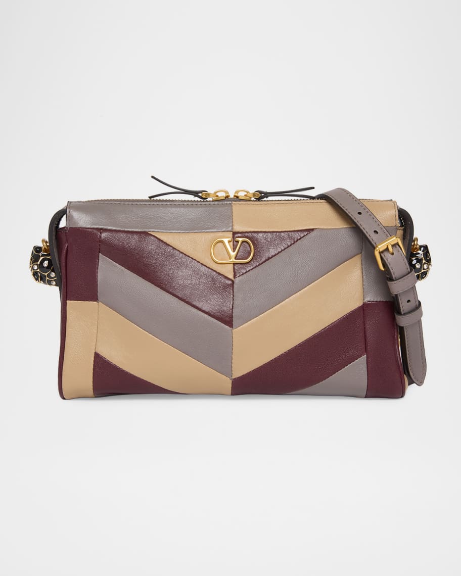 Valentino Garavani Panthea Medium Chevron Leather Shoulder Bag