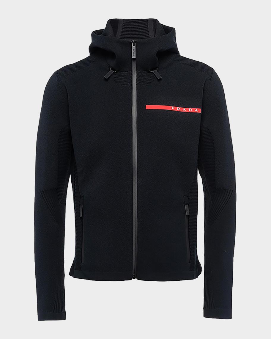 Prada Men's Techno Pique Hoodie | Neiman Marcus