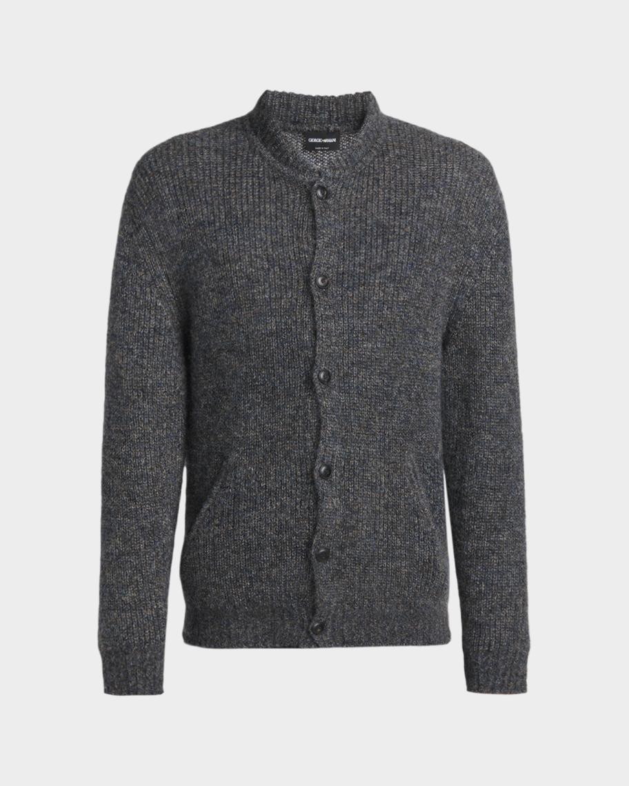 Giorgio Armani Men's Rib-Knit Mohair-Blend Cardigan | Neiman Marcus