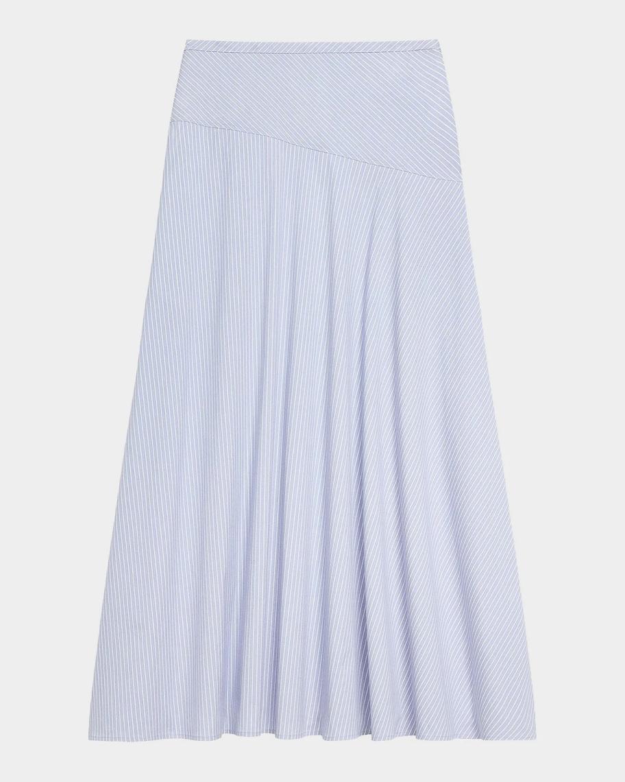 Theory Striped Cotton-Blend Maxi Skirt | Neiman Marcus