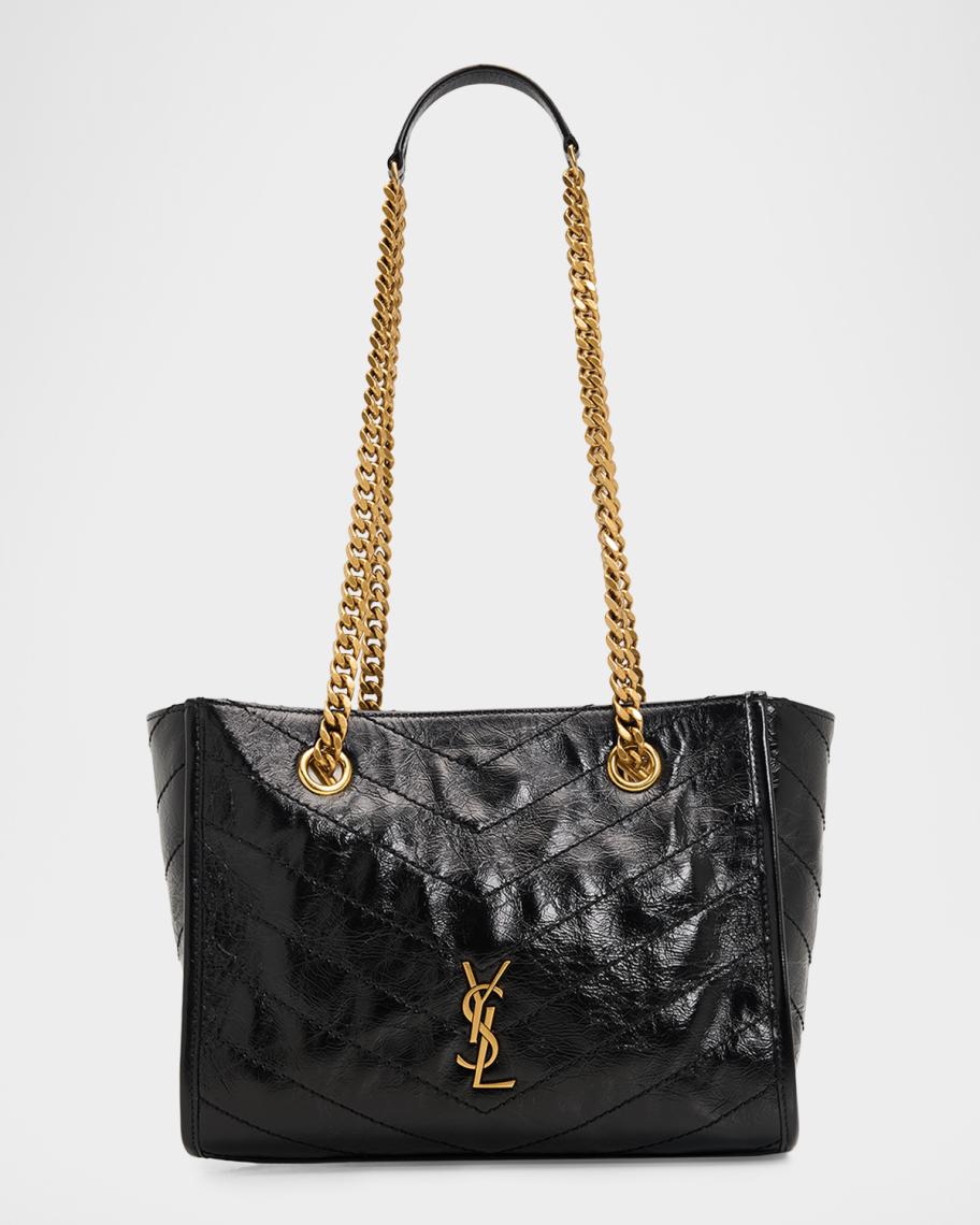 Saint Laurent Niki Small East-West Chevron Leather Shopping Bag