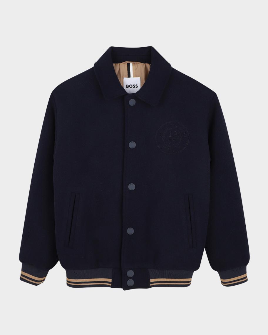 BOSS Jr.様 BOSS Boy's Logo Embroidered Bomber Jacket, Size 4-14 | Neiman Marcus