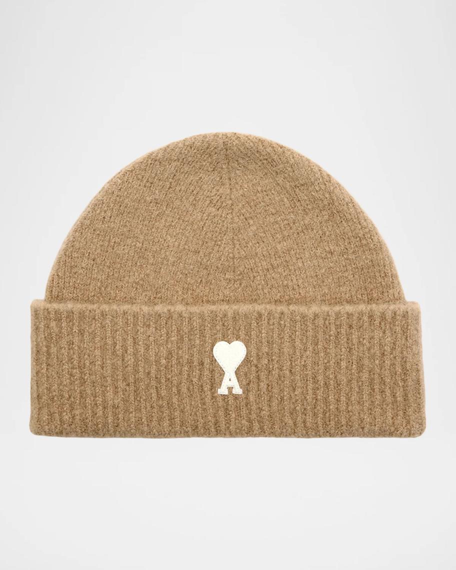 Ami Paris Logo Alpaca-Blend Knit Beanie Hat | Neiman Marcus