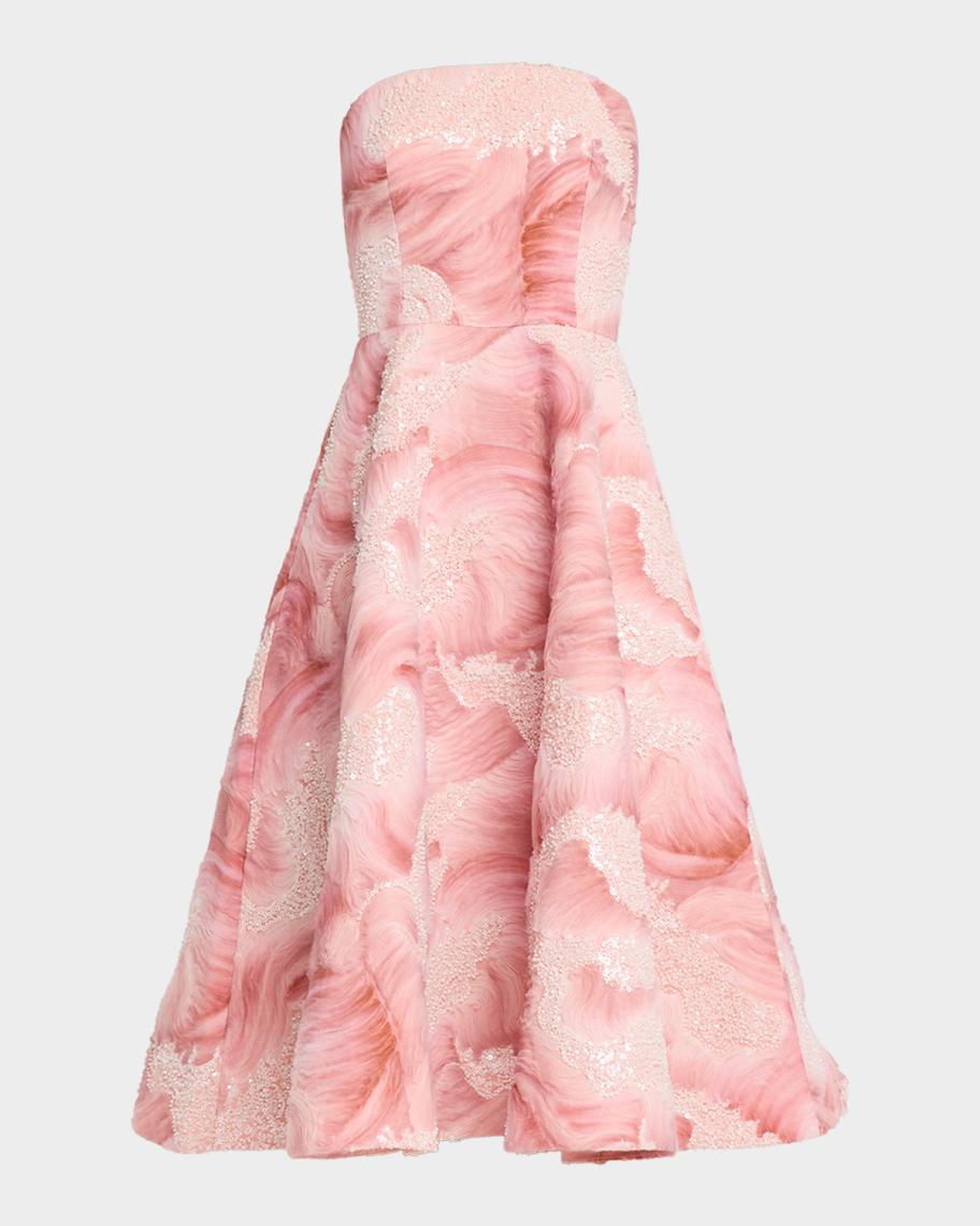 HELSI Women's Vivi Bead Detail Print Strapless Cocktail Midi Dress - Pink