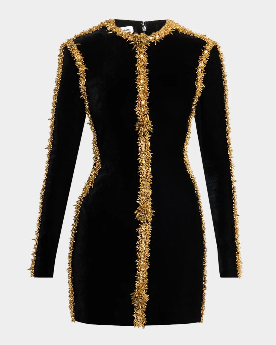 balmain black dress Embellished Velvet Long-Sleeve Mini Vintage 90s Crushed Velvet Button-Detailed style:6 drawers and polyamide for comfort