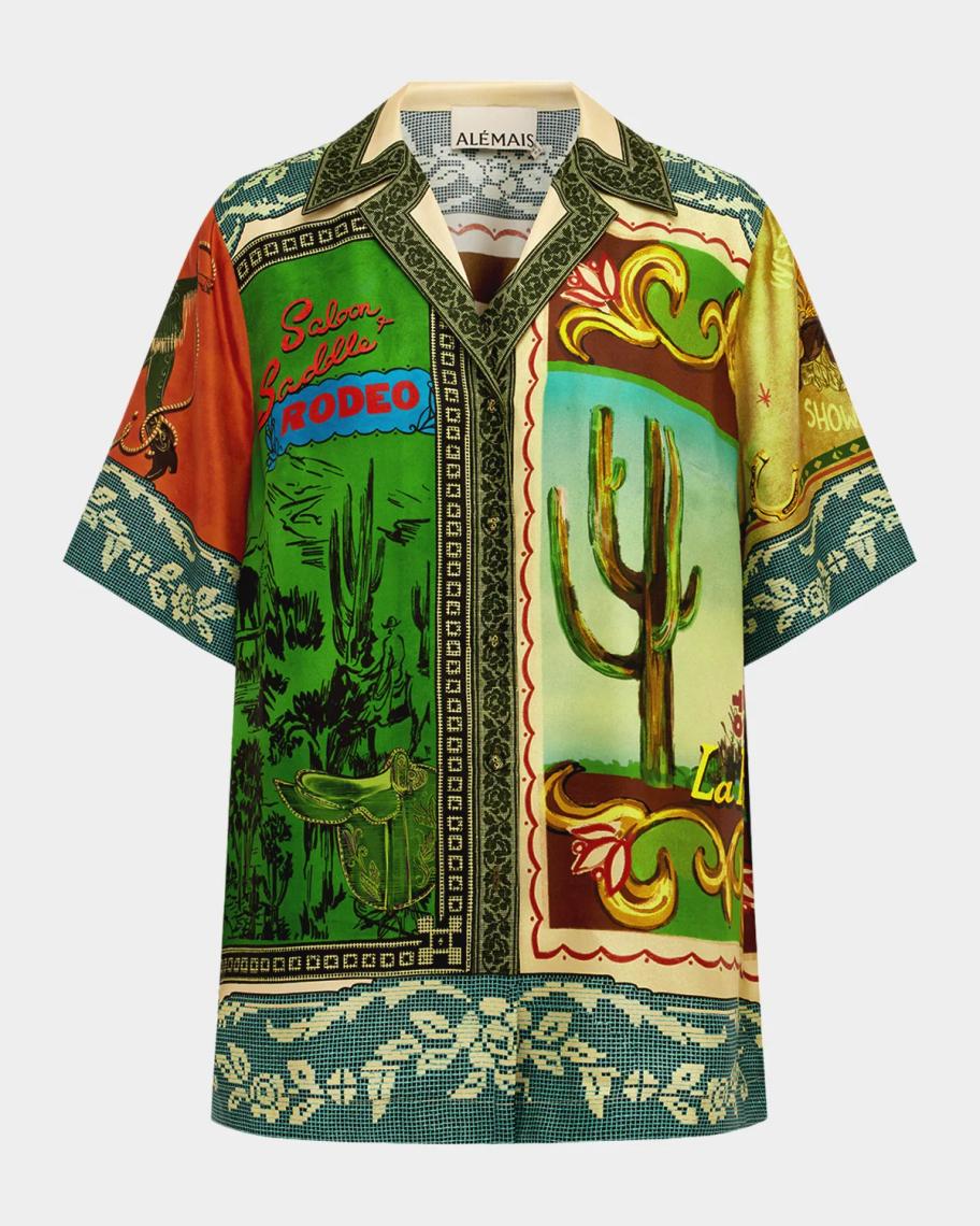 ALÉMAIS Ace Silk Button-Front Shirt | Neiman Marcus