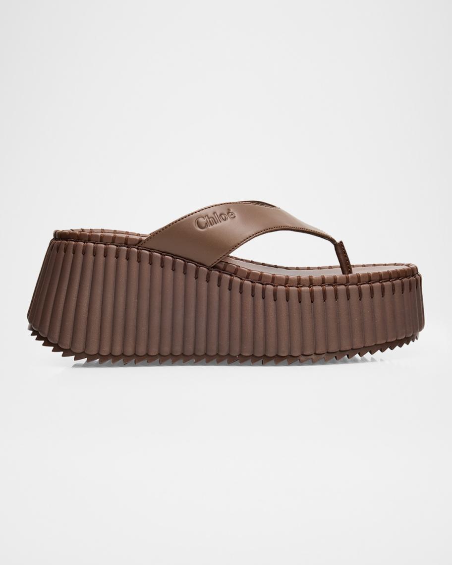 Chloe 75mm Nama Platform Leather Thong Sandals | Neiman Marcus