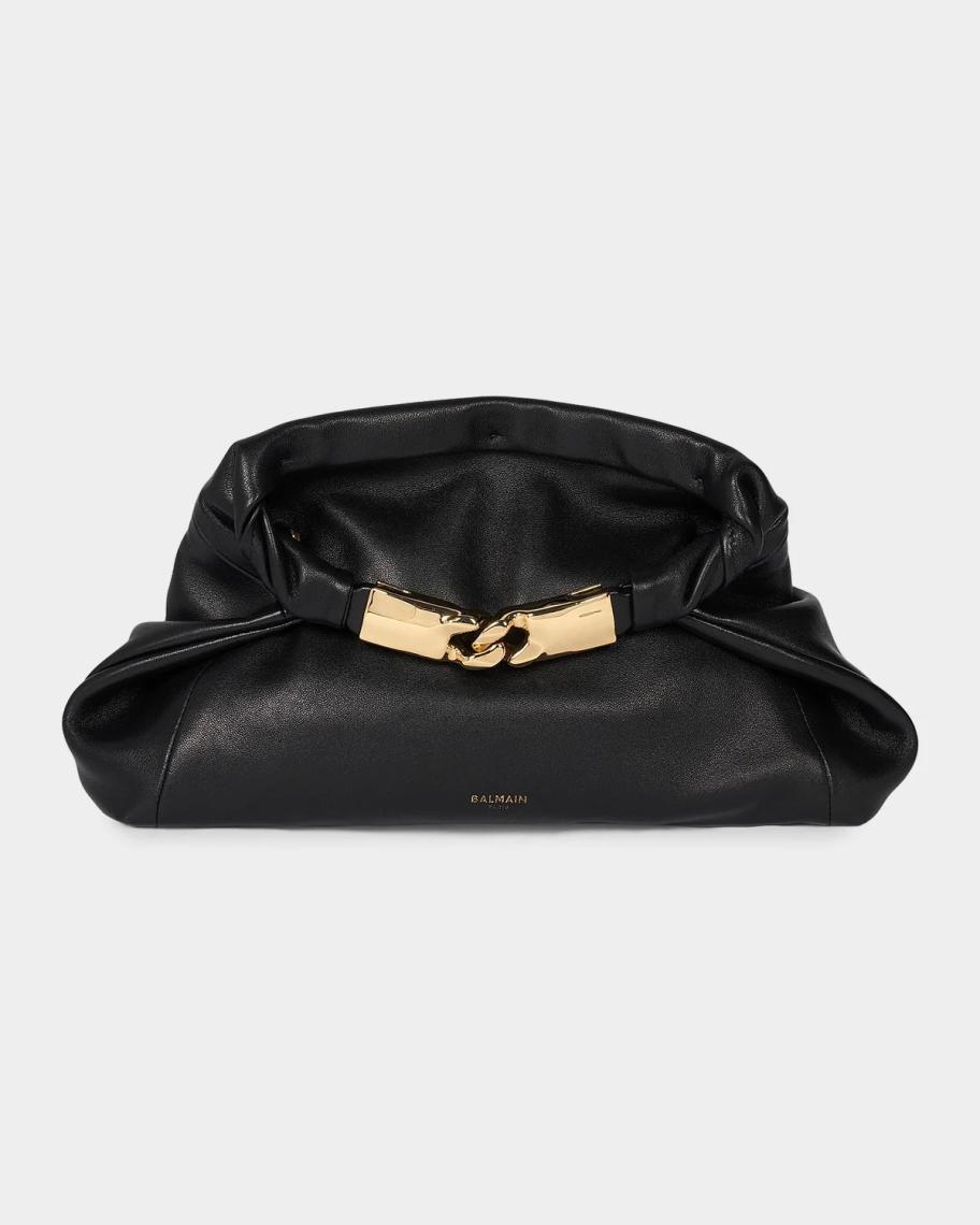 Balmain Dinner At 8 Small Leather Clutch | Neiman Marcus
