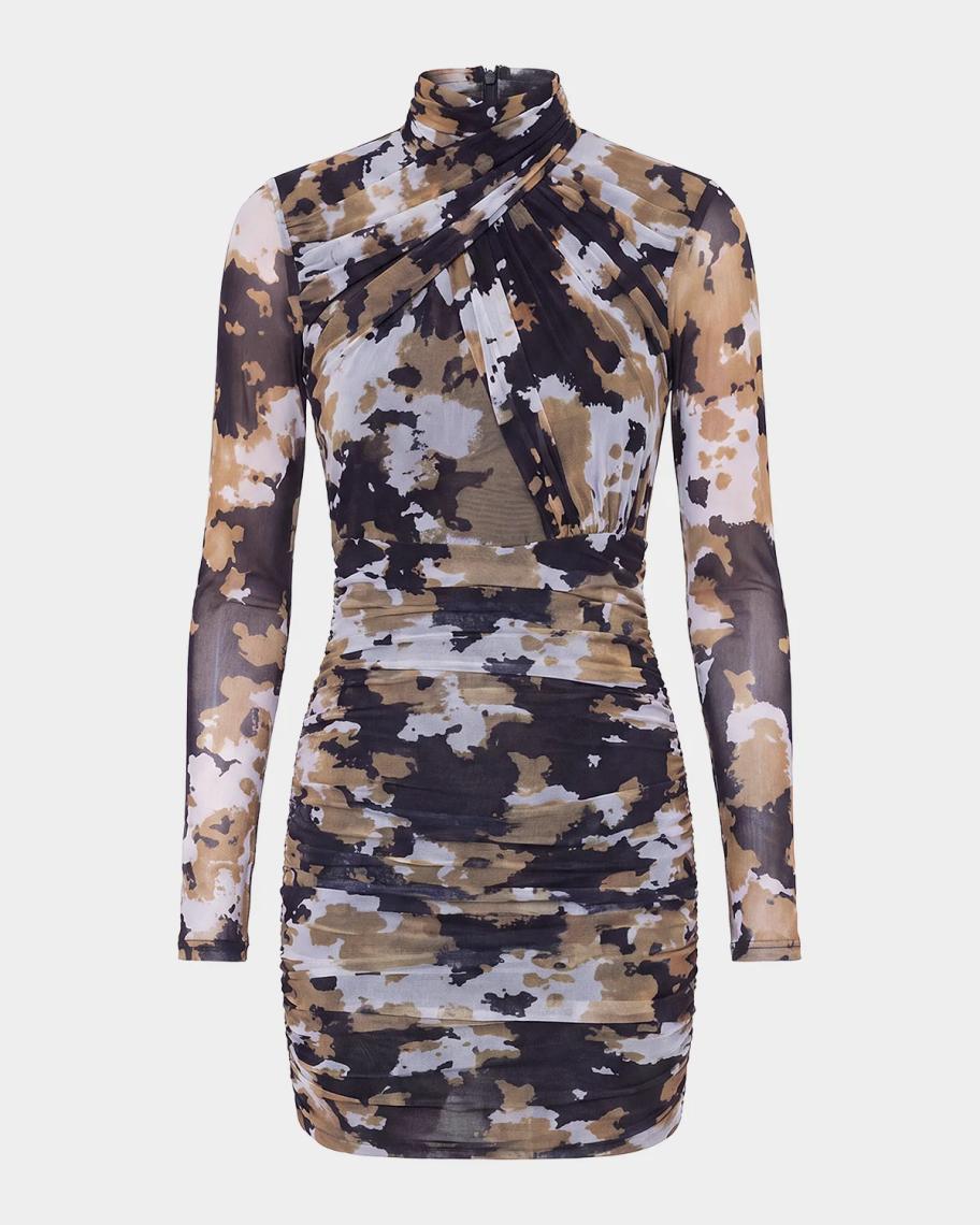 NICHOLAS Kaia Mesh Gathered Mini Dress | Neiman Marcus