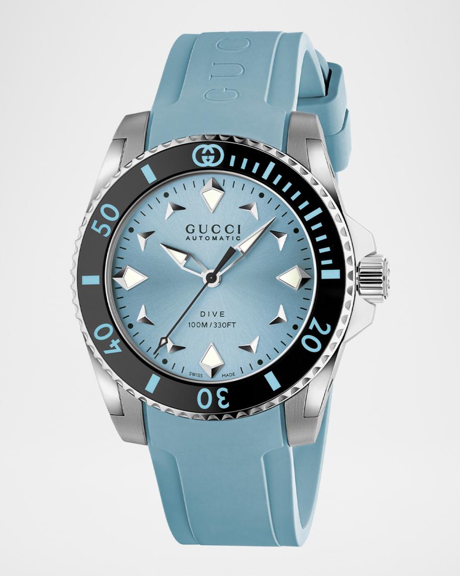 Gucci Gucci Dive Light Blue Rubber Strap Watch, 36mm | Neiman Marcus