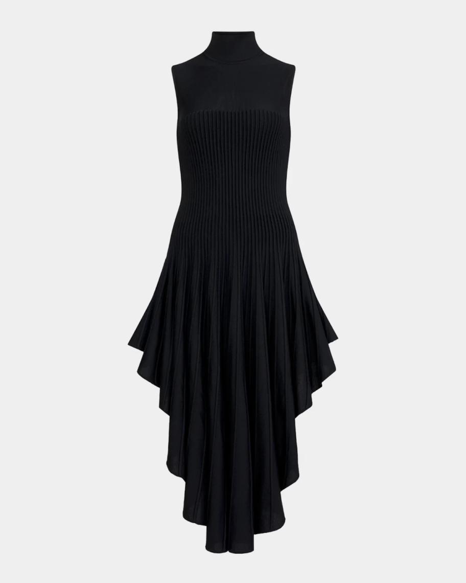 midi fit and flare sleeveless black triangle neck cocktail dress ALAÏA Mock-Neck Sculpted Pointed Size:EU 36 DISCOUNT Long Sleeve Floral Lace Achieve timeless elegance in