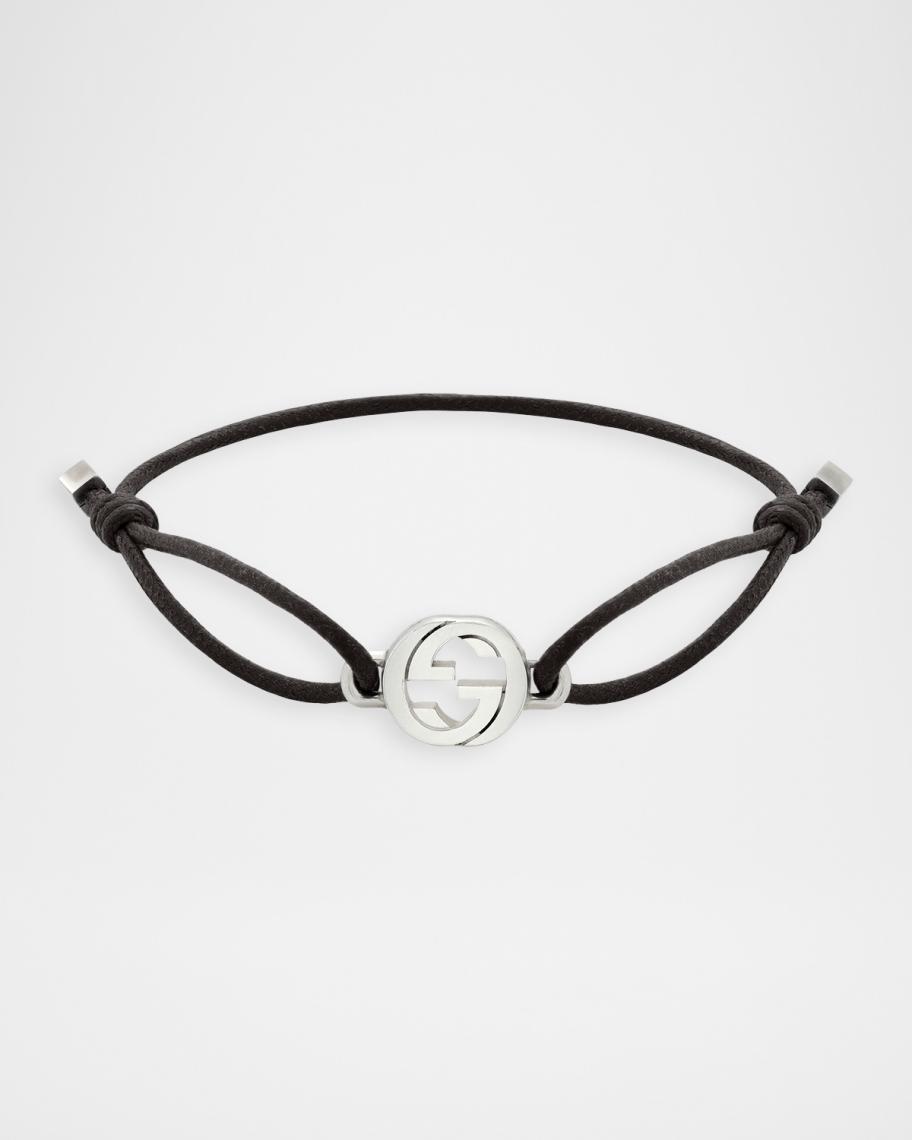 Gucci Silver Interlocking G Cord Bracelet | Neiman Marcus