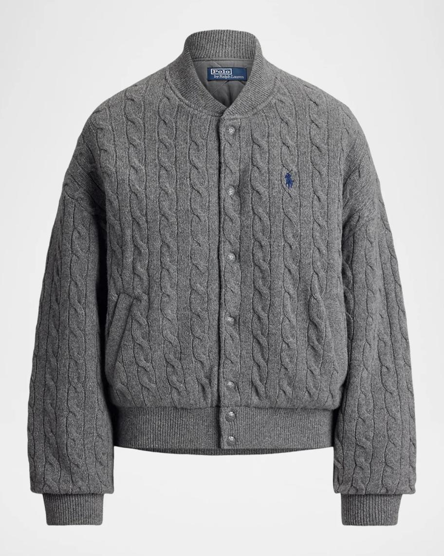 Polo Ralph Lauren Cable-Knit Wool-Cashmere Snapped Jacket | Neiman