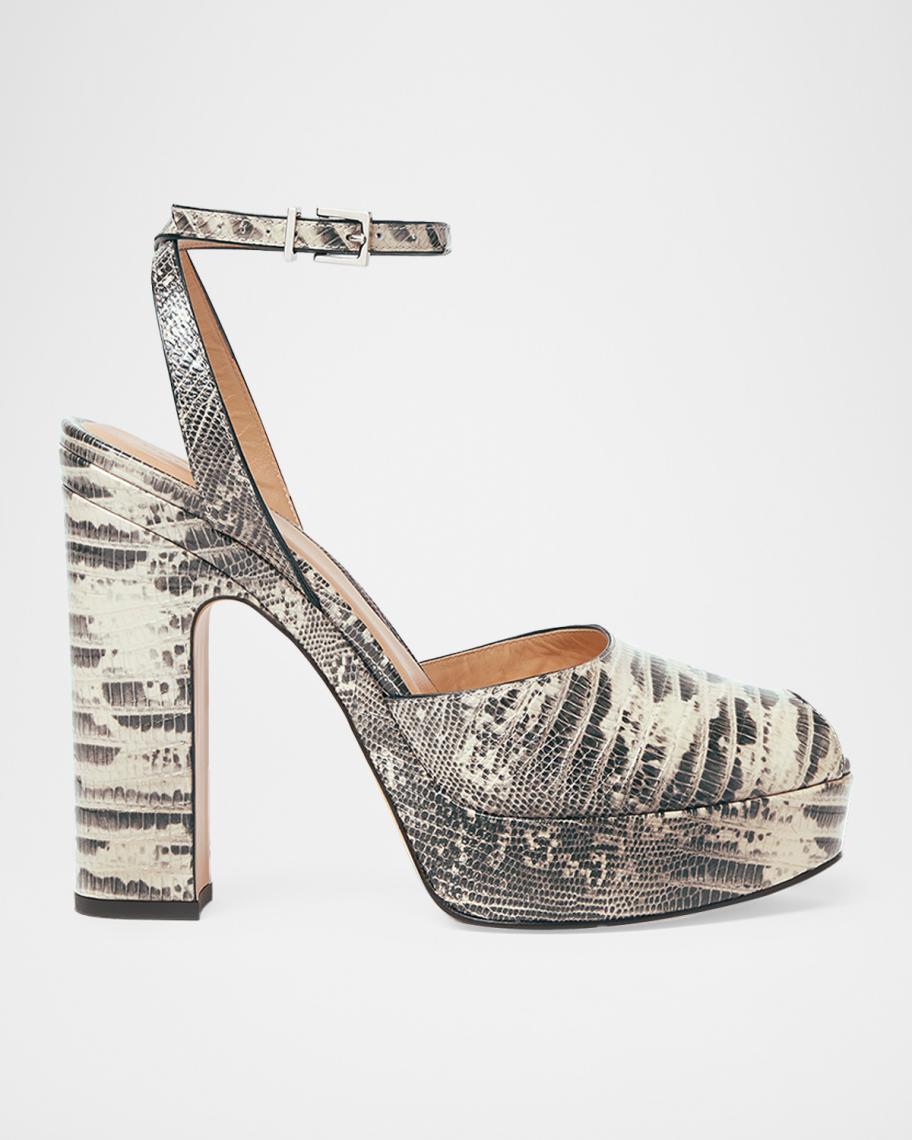 Fendi 125MM Snakeskin-Embossed Leather Sandals | Neiman Marcus