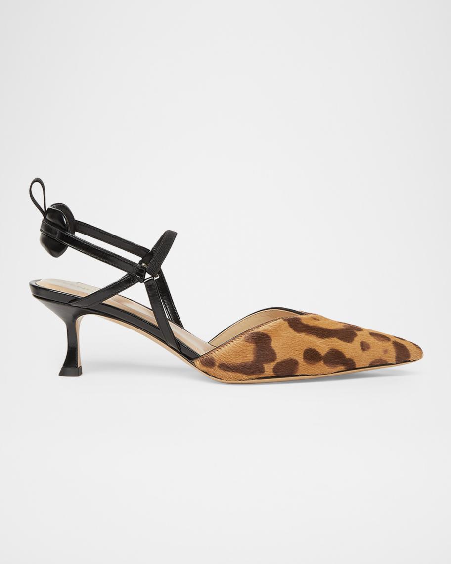 靴 FENDI Y2K Leopard Calf Hair Mule Heel Fendi Very Colibri 55MM Leopard-Print Calf Hair Slingback Pumps