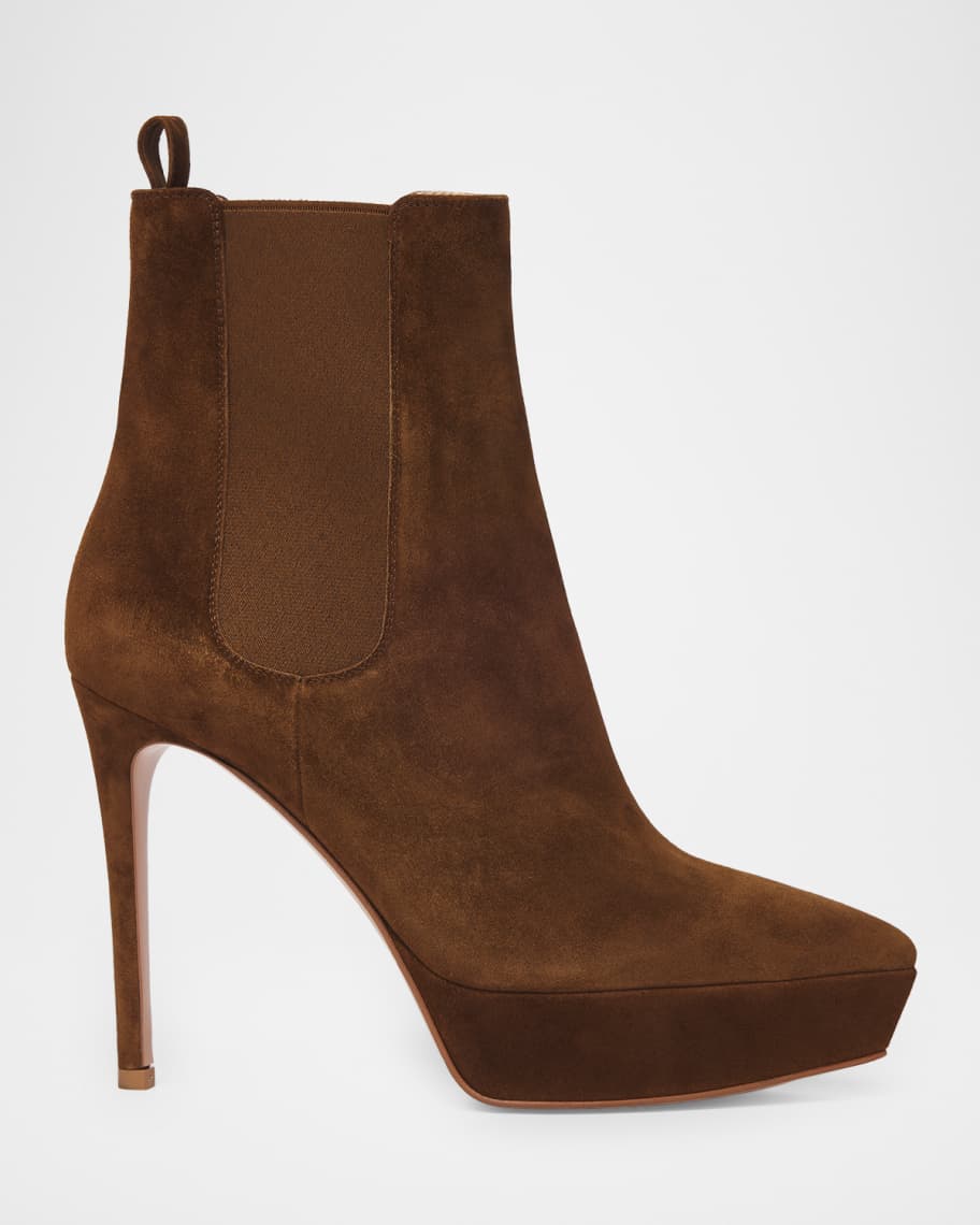 Gianvito Rossi 120mm Suede Pointed-Toe Booties | Neiman Marcus