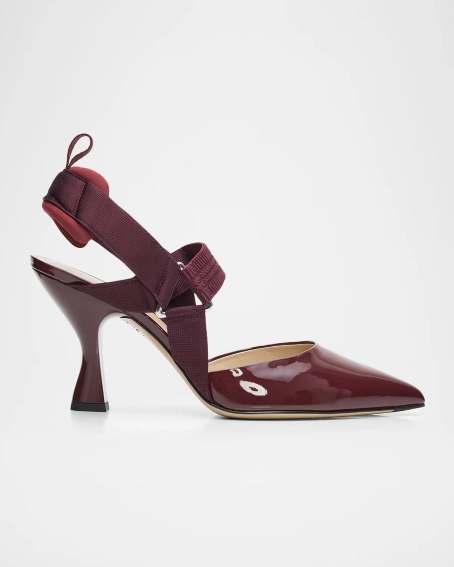 Fendi 85mm Vernice Patent Leather Slingback Pumps | Neiman Marcus
