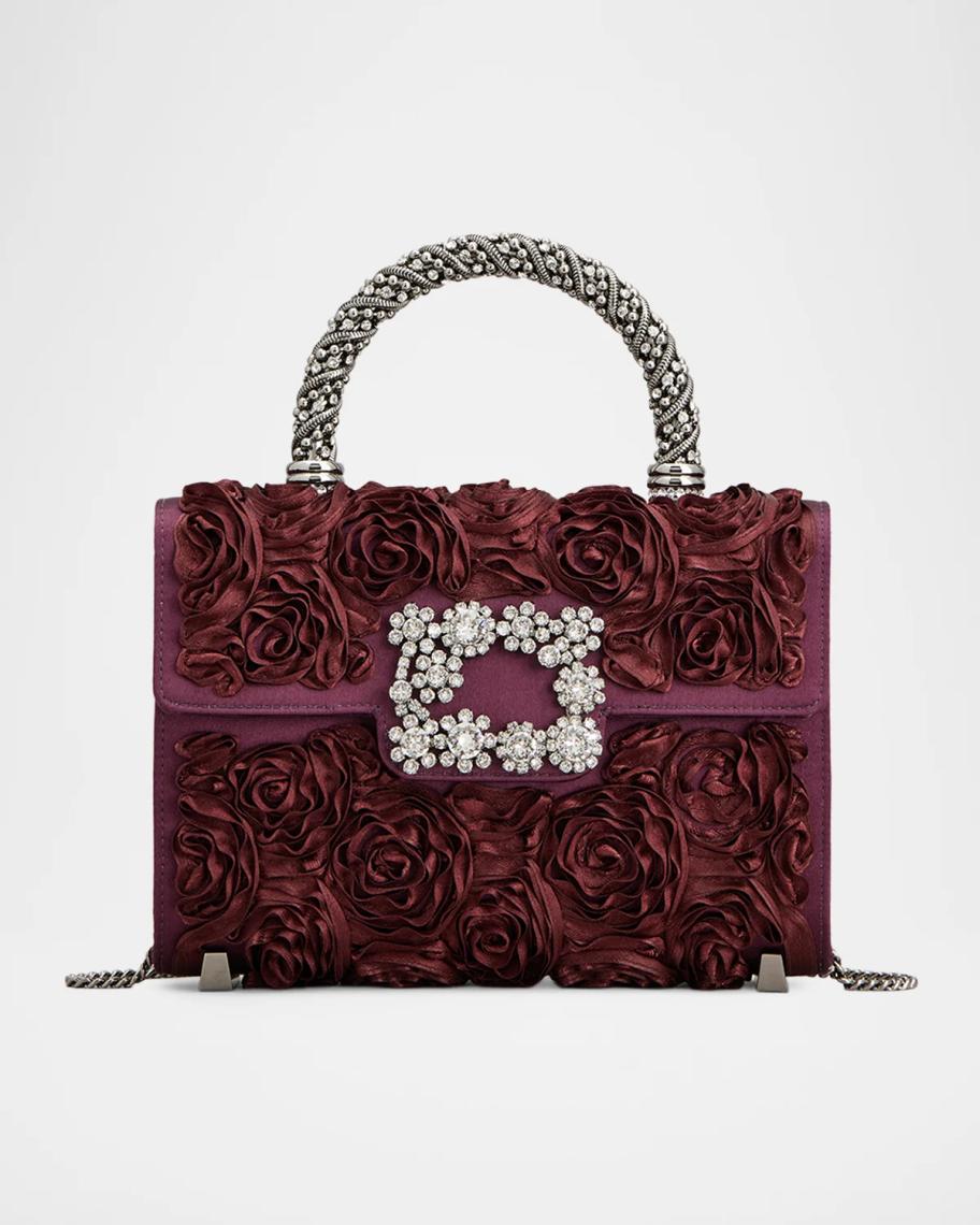 Roger Vivier Efflorescence Mini Floral Satin Top-Handle Bag