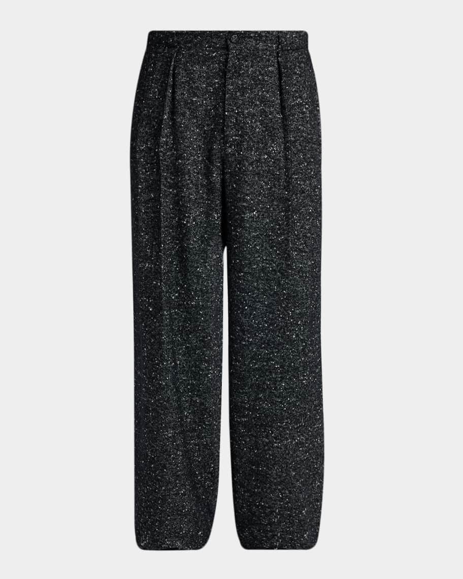 Dolce&Gabbana Men's Wool-Blend Speckled Wide-Leg Trousers | Neiman
