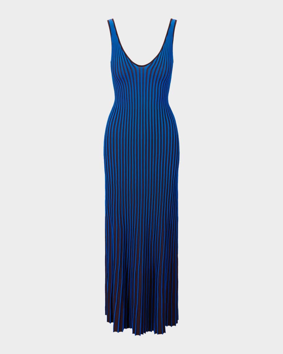 staud claretta backless pleated rib-knit dress Claretta Backless Pleated Rib-Knit Dress  On Sale Now with Up to 70% Off