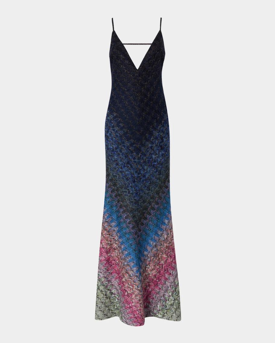 missoni knit maxi dress Plunging Degrade Lamé Sleeveless missoni zig zag dress