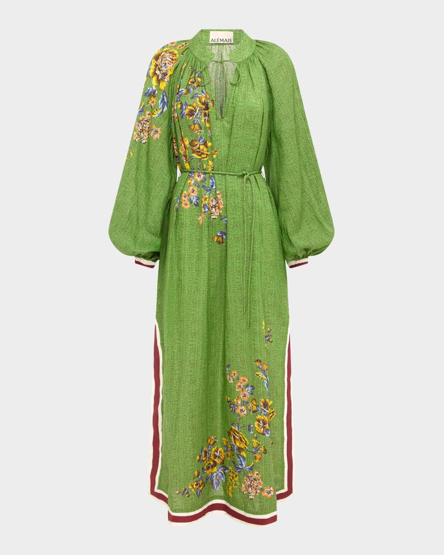 alemais green dress Ruthie Mini Multi / US 4 Its printed floral motif lends an organic vibrancy Almais, Sage floral silk midi