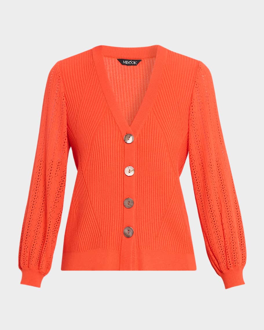 Misook Pointelle-Knit Cardigan | Neiman Marcus