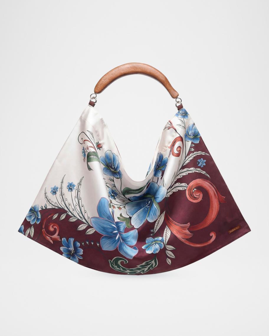 Farm Rio Floral-Print Scarf Hobo Bag | Neiman Marcus