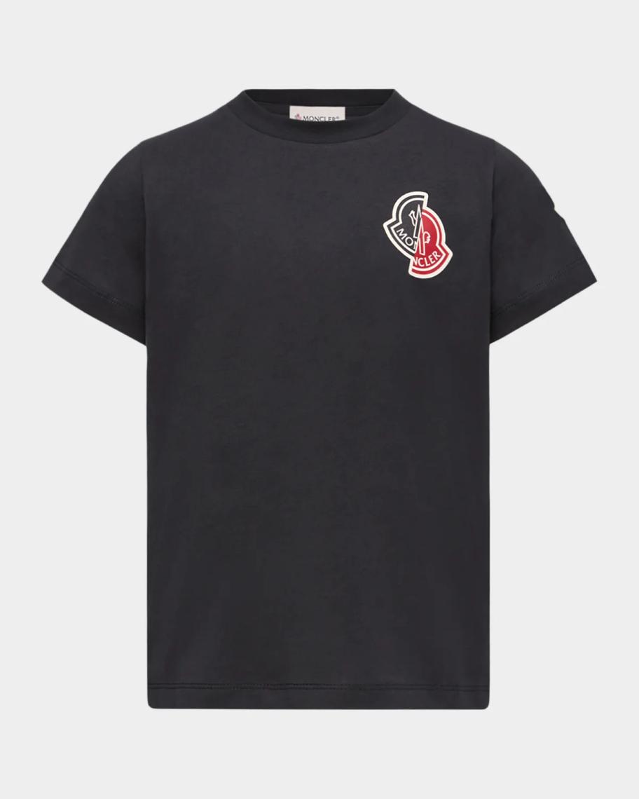 Moncler Boy's Tricolor Logo Patch Short-Sleeve Cotton T-Shirt