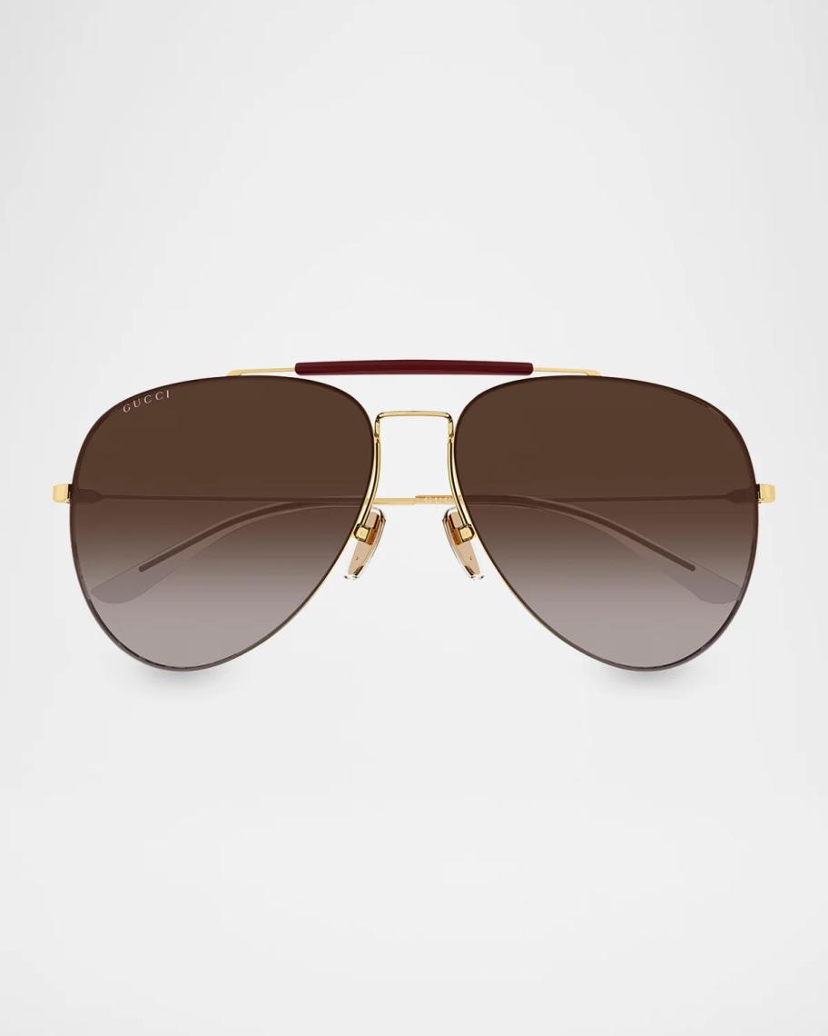 Gucci Men's GG2255S Pure Light Metal Pilot Sunglasses | Neiman Marcus