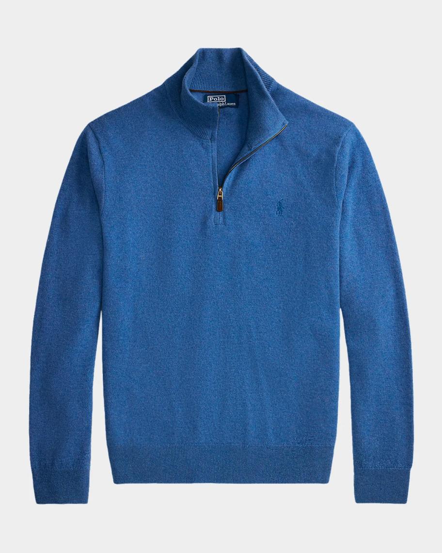 Polo Ralph Lauren Men's Logo Wool Quarter-Zip Sweater | Neiman Marcus