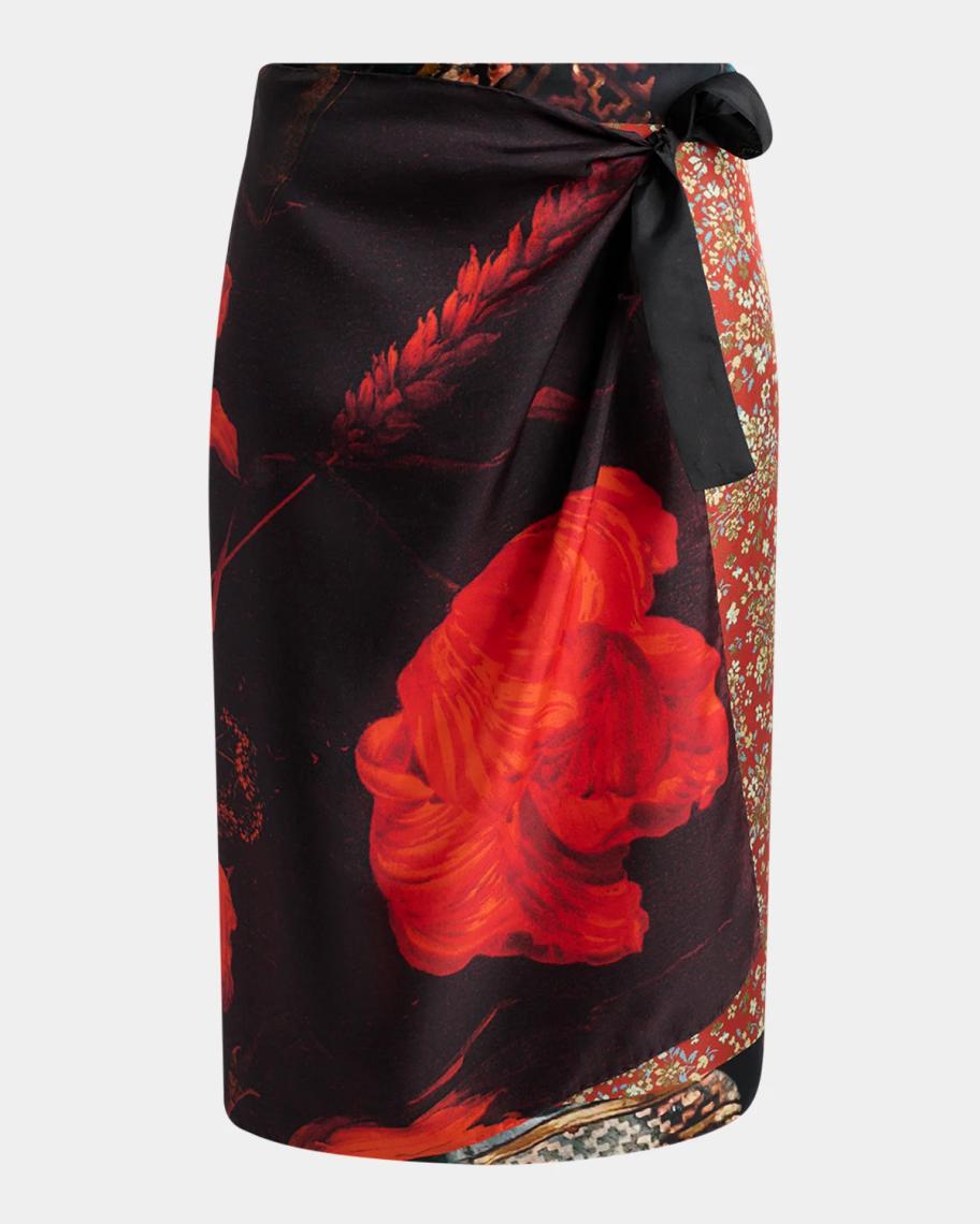 Dries Van Noten Scarfy Multi-Print Wrap Midi Skirt | Neiman Marcus