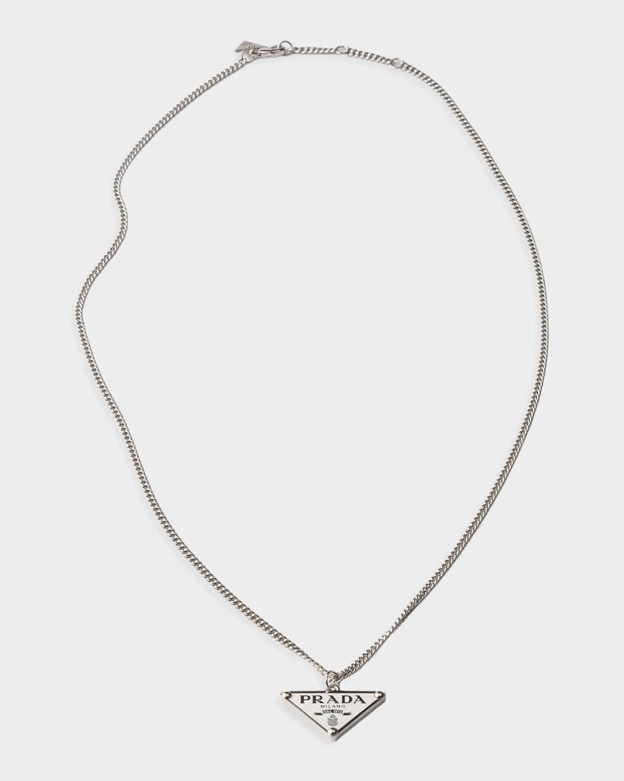 Prada Enameled Logo Metal Necklace | Neiman Marcus