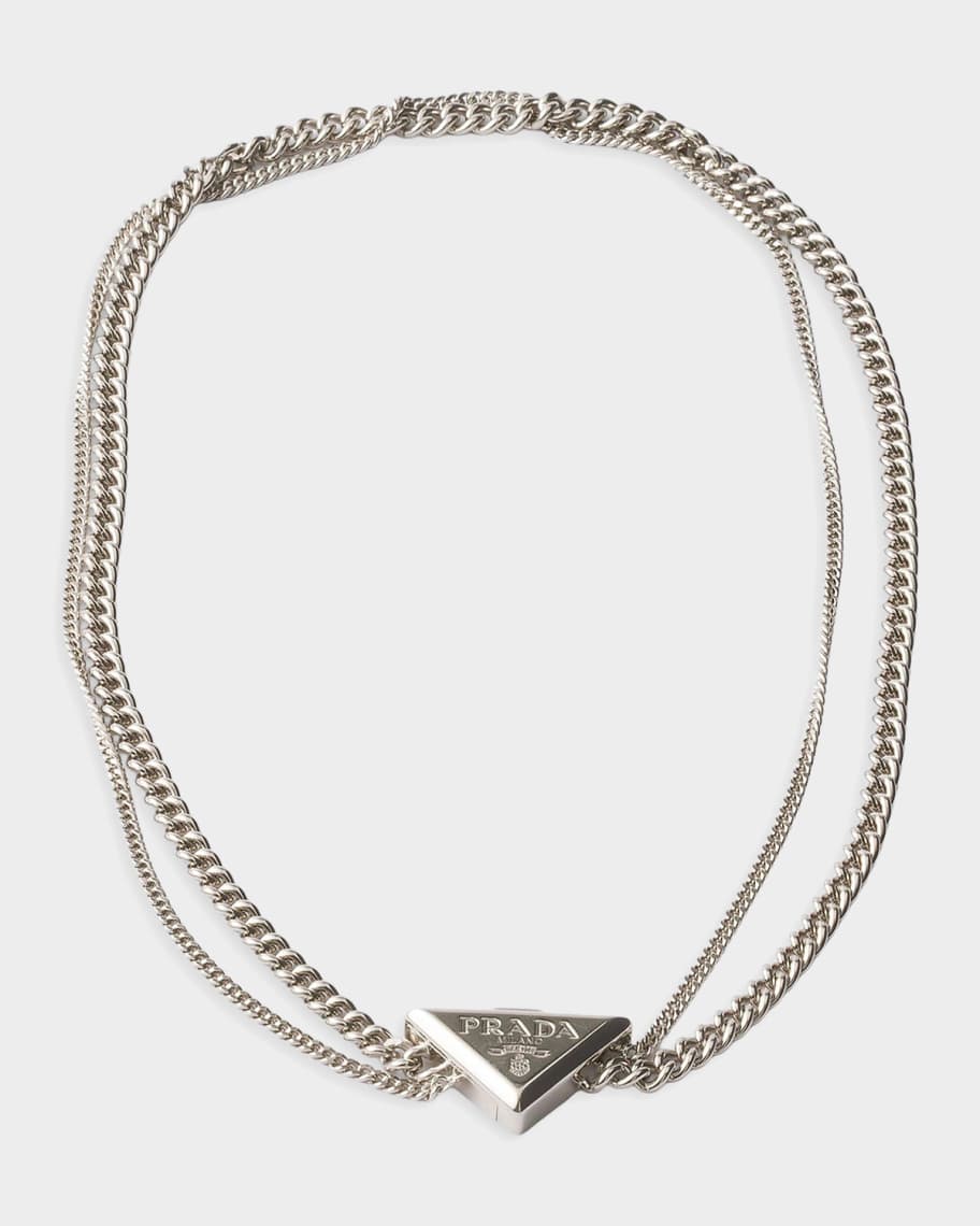 Prada Logo Metal Chain Necklace | Neiman Marcus