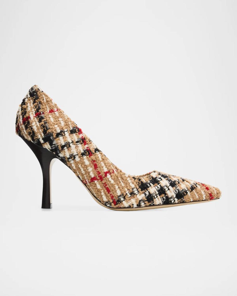Burberry 90mm Burberry Check Boucle Pumps | Neiman Marcus
