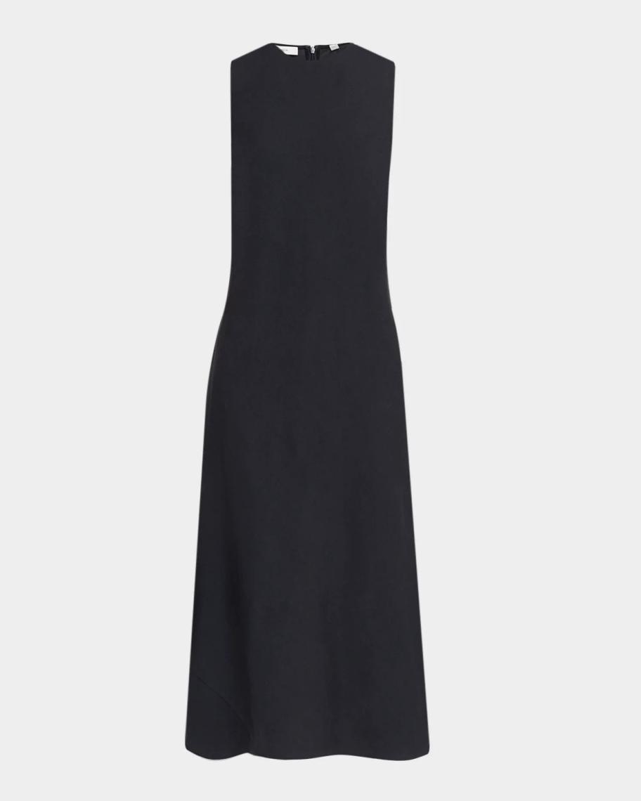 Vince Sleeveless Bias-Cut Linen-Blend Dress