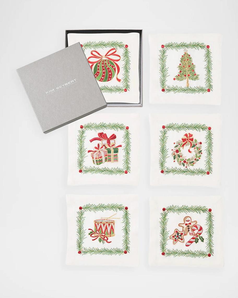 Kim Seybert Christmas Trellis 6-Piece Linen Napkin Set | Neiman Marcus