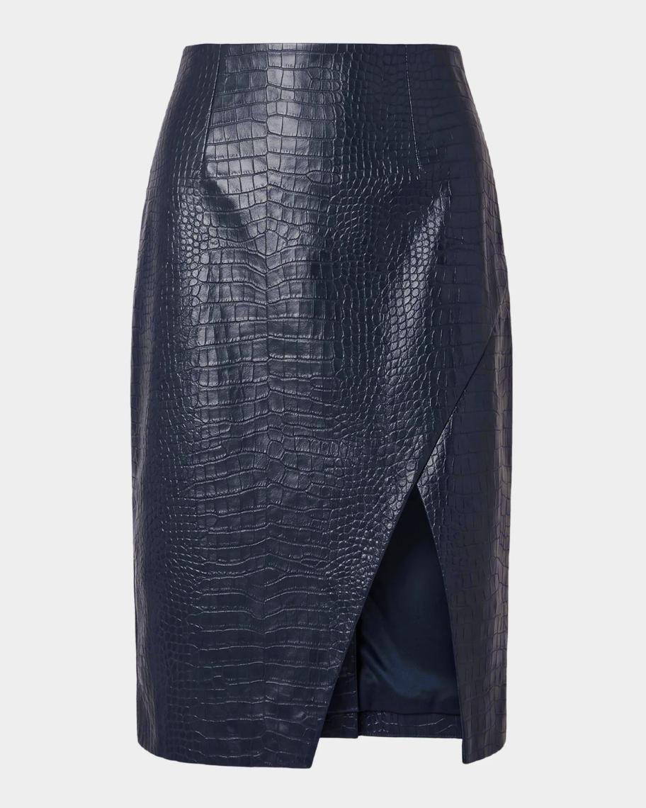 NICHOLAS Livia Croc-Embossed Vegan Leather Pencil Skirt | Neiman Marcus