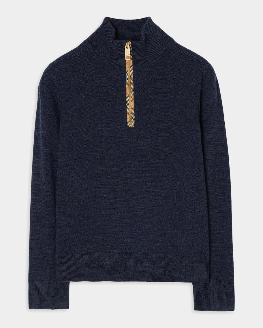 Burberry Boy's Conory Zip-Front Wool Sweater, Size 4-14 | Neiman
