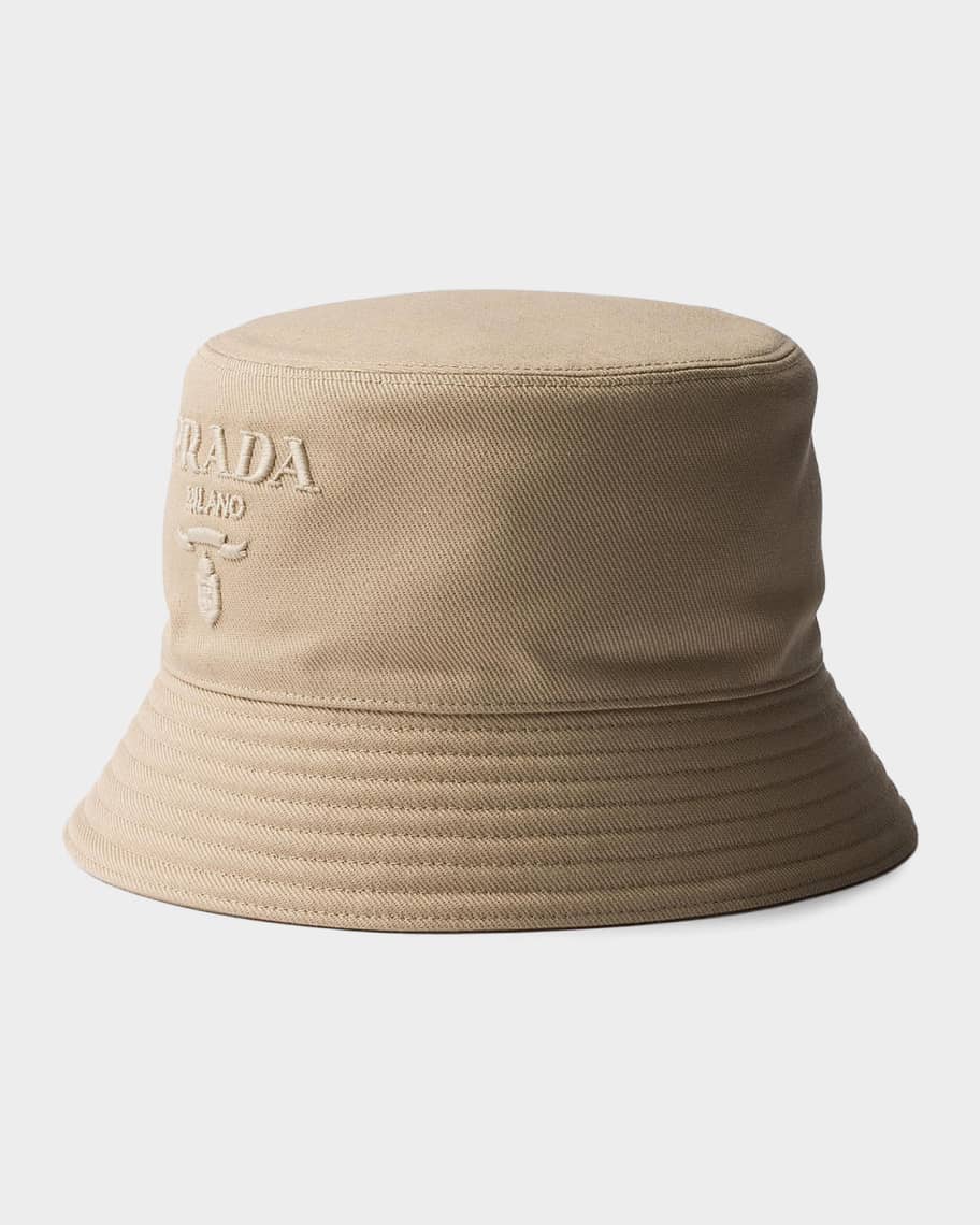 Prada Embroidered Cotton Drill Bucket Hat | Neiman Marcus