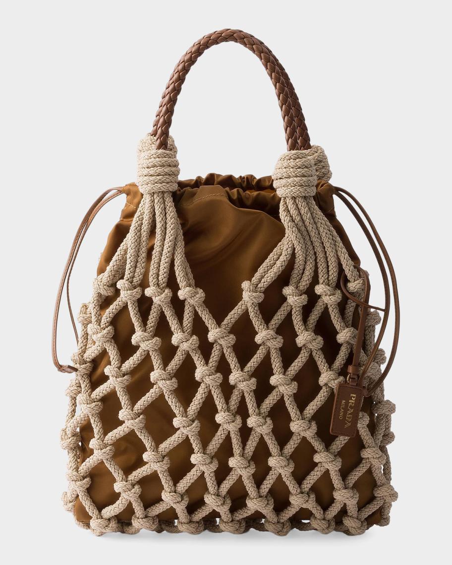 Prada Noue Medium Cotton Macrame Bucket Bag | Neiman Marcus