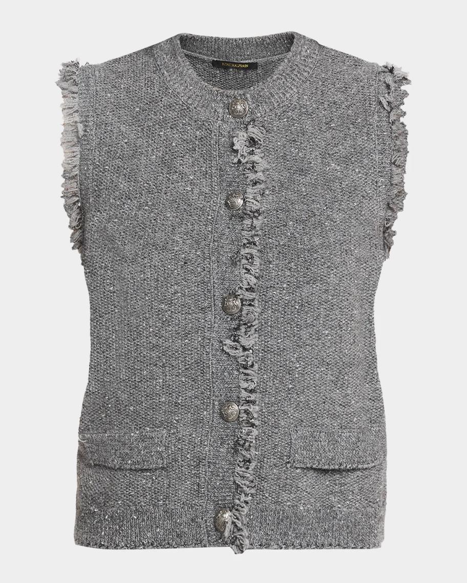 Kobi Halperin Fringed Tweed Sweater Vest | Neiman Marcus