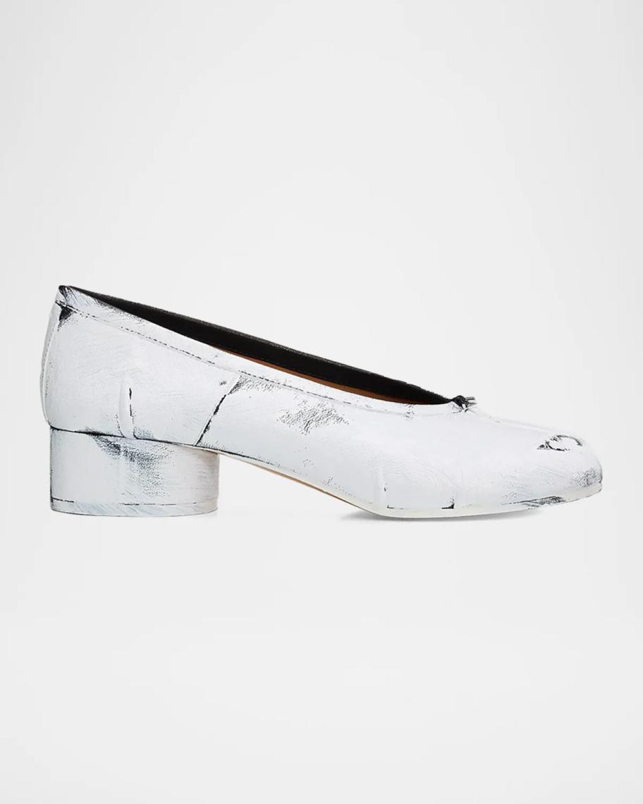 Maison Margiela 35mm Tabi Painted Leather Ballerina Pumps | Neiman