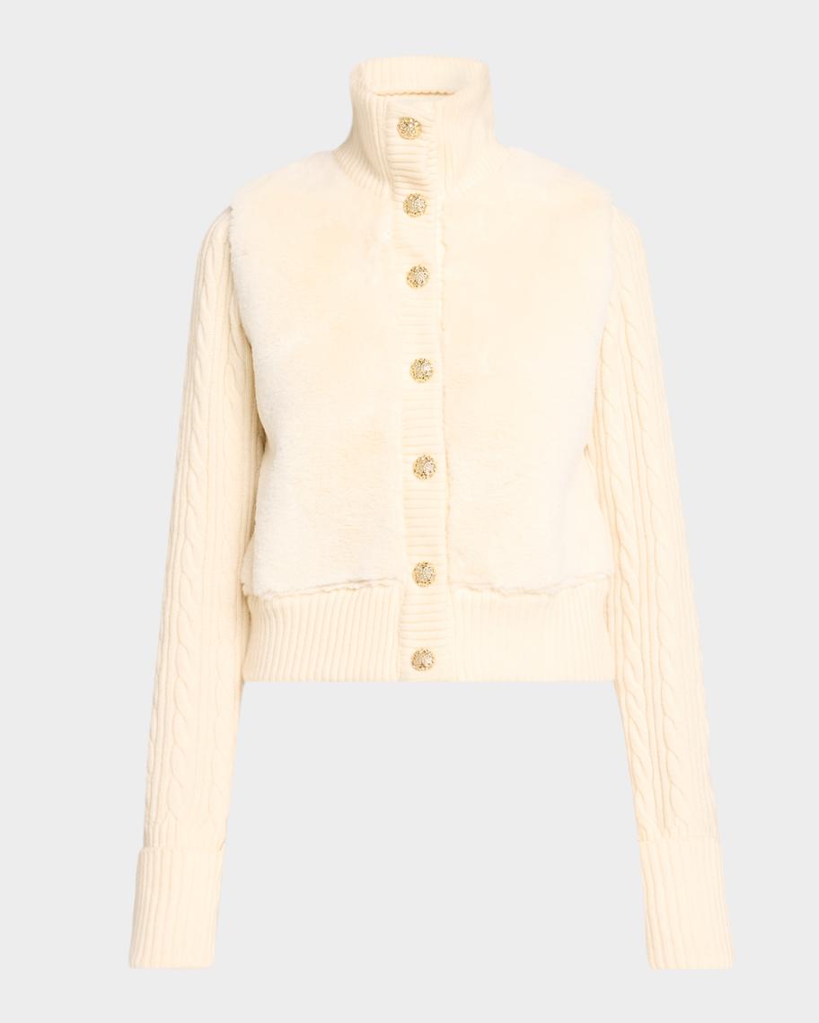 Cara Cara Logan Wool-Cashmere Faux-Fur Cardigan | Neiman Marcus