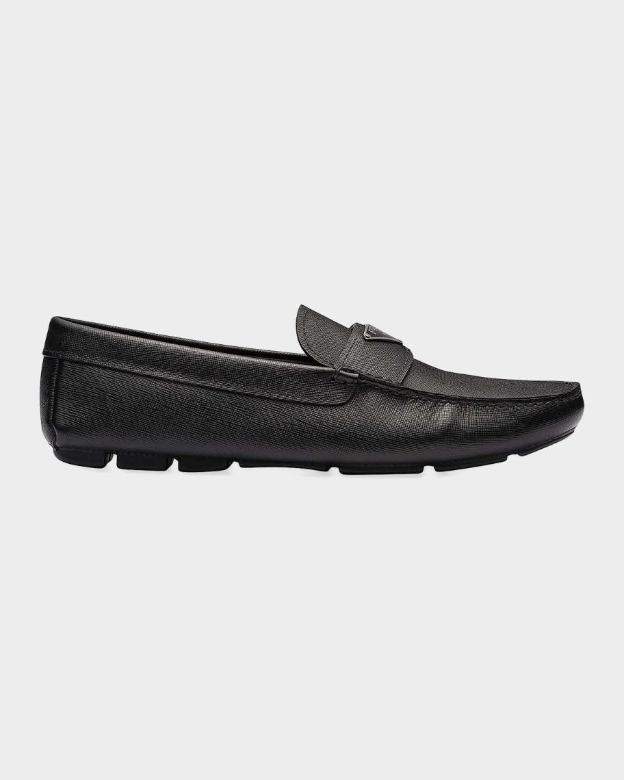 Prada 2DD131 Moccasin Driving Loafer Men\'s 9.5 Black Saffiano Leather Formal Prada Men main image 2