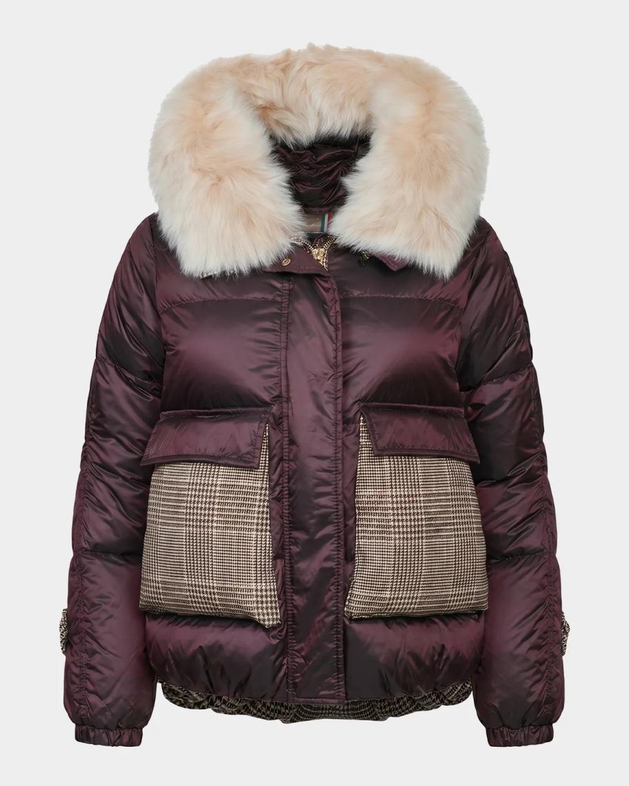 美品！希少！CALEE MORESKIN JACKET Gorski Apres-Ski Mixed-Media Jacket | Neiman Marcus