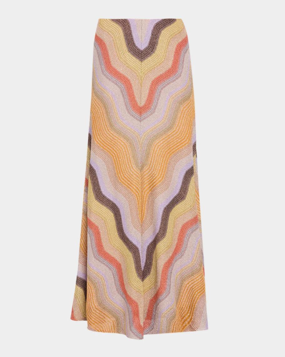 Missoni Metallic Chevron Maxi A-Line Skirt | Neiman Marcus