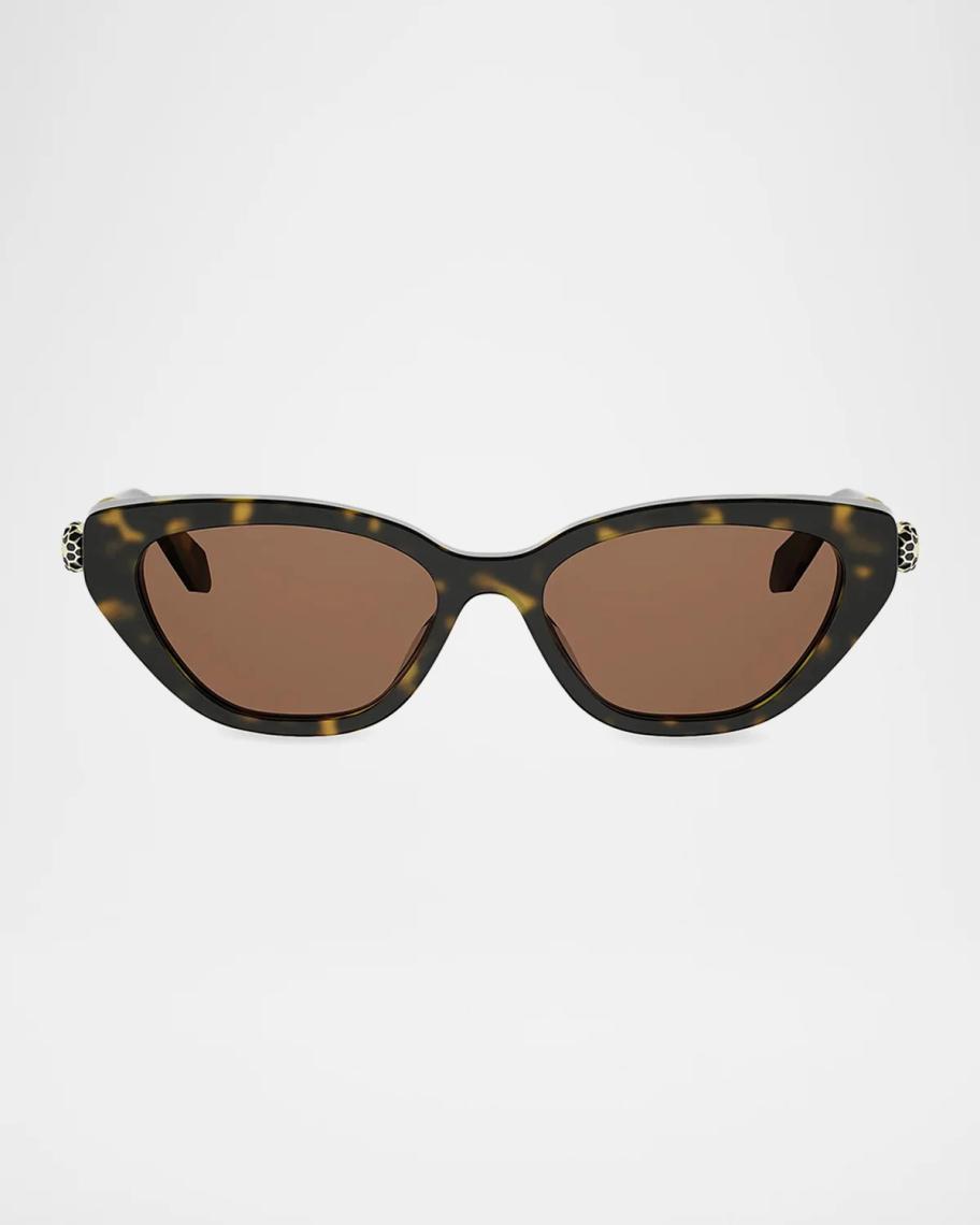 BVLGARI メガネ チタン製 ラインストーン装飾 BVLGARI Serpenti Forever 52MM Cat-Eye Sunglasses | Neiman Marcus