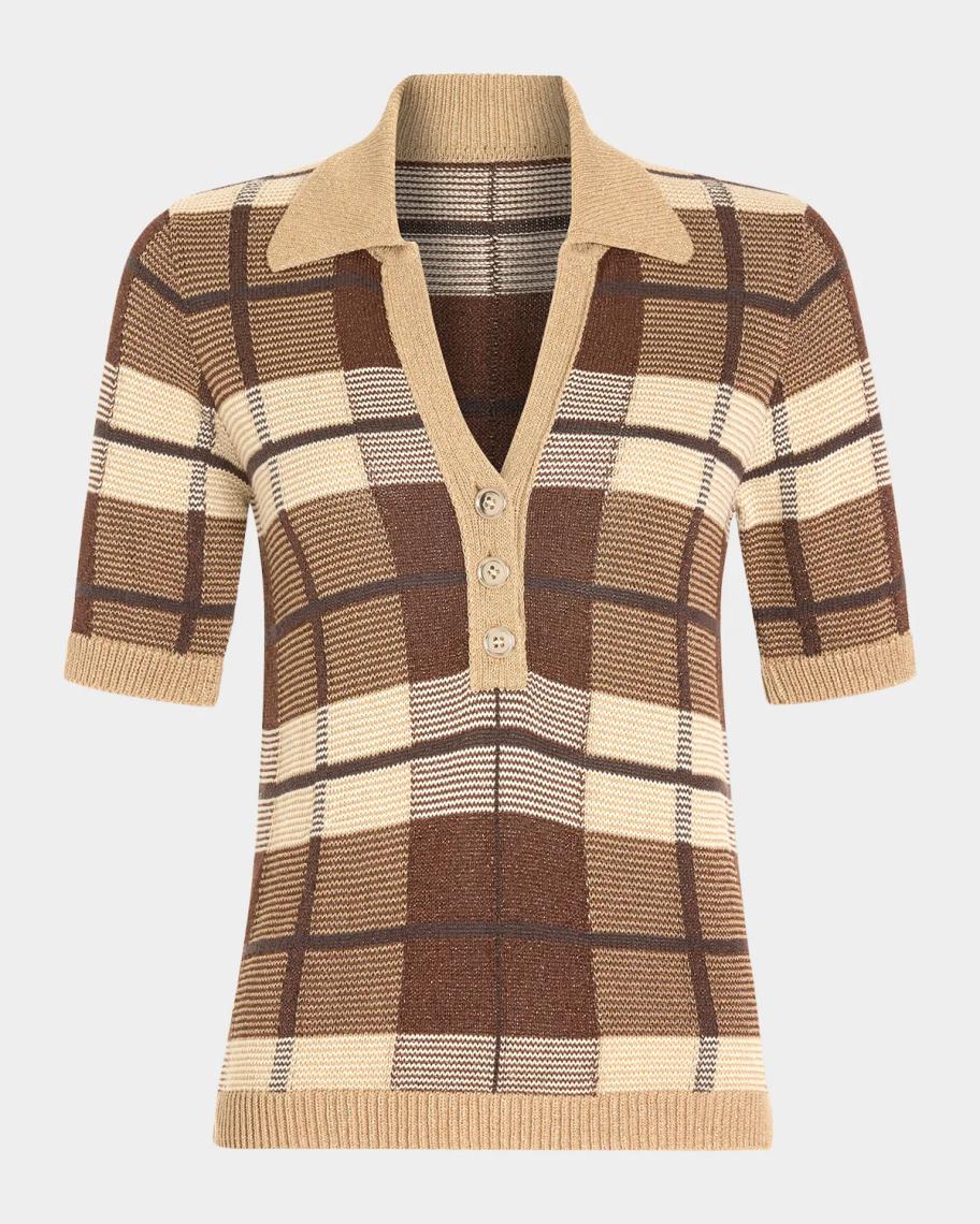 Ramy Brook Melanie Plaid Polo Sweater | Neiman Marcus