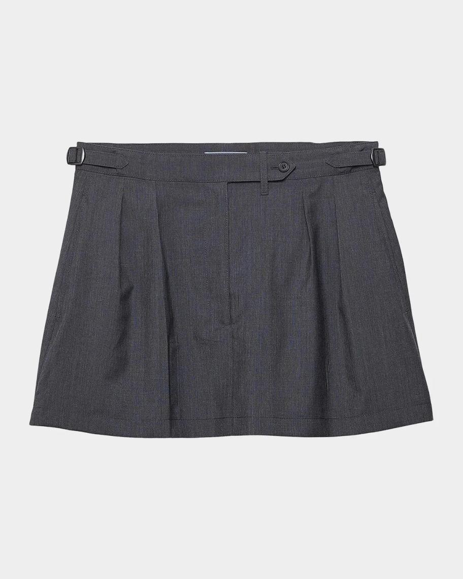 Prada Pleated Wool-Blend Mini Skirt | Neiman Marcus